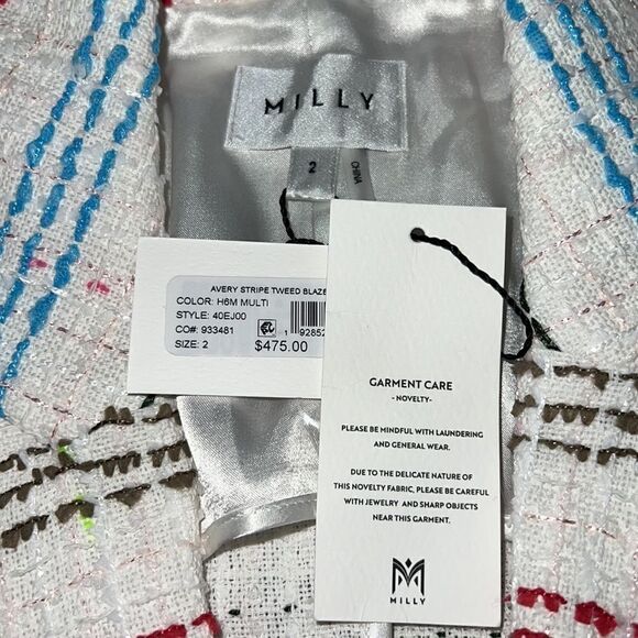 NWT Milly Avery Tweed Striped Blazer Size 2 - Picture 12 of 14